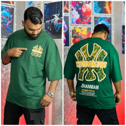 Oversize T-shirt Men Dropped Shoulder -Bottol Green | OversizeBazar