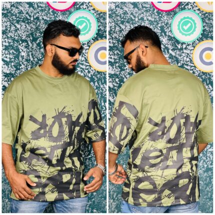 Oversize T-shirt Men’s Dropped Shoulder Short Sleeve Fitness-Olive | OversizeBazar