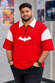 Oversize Polo Shirt  Dropped Shoulder -RED| OversizeBazar