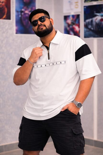 Oversize Polo Shirt  Dropped Shoulder -WHITE| OversizeBazar