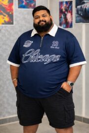 Oversize Polo Shirt  Dropped Shoulder NAVY BLUE