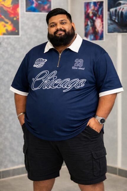 Oversize Polo Shirt  Dropped Shoulder NAVY BLUE