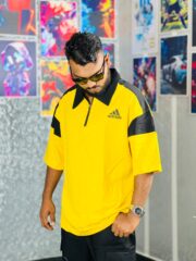 Oversize Polo Shirt  Dropped Shoulder -YELLOW| OversizeBazar - Image 3