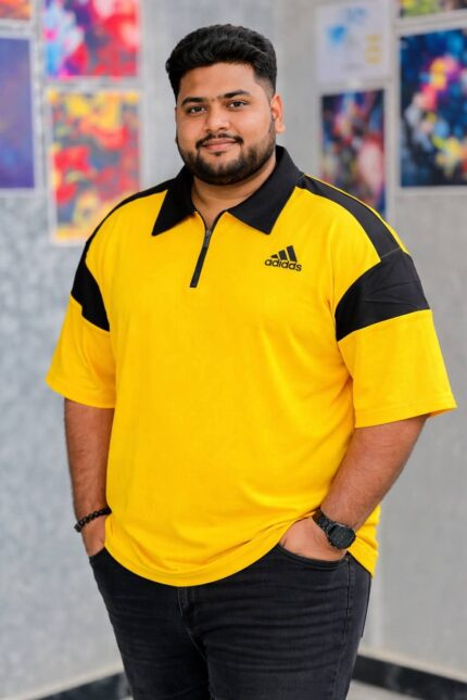 Oversize Polo Shirt  Dropped Shoulder -YELLOW| OversizeBazar