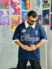 Oversize Polo Shirt  Dropped Shoulder NAVY BLUE - Image 2