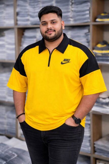 Oversize Polo Shirt  Dropped Shoulder -YELLOW| OversizeBazar