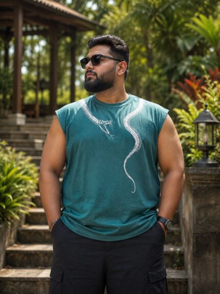 Oversize Sleeve Less  T-shirt Men’s Dropped Shoulder Short Sleeve Fitness-BOTTOL GREEN| OversizeBazar