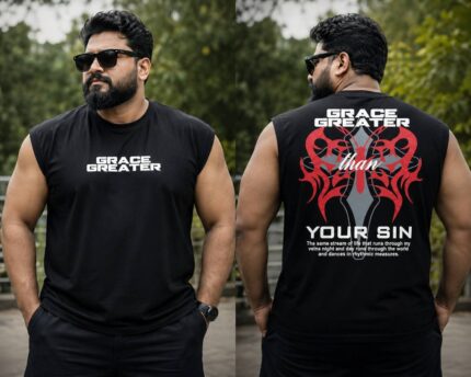 Oversize Sleeve Less  T-shirt Men’s Dropped Shoulder Short Sleeve Fitness-BLACK| OversizeBazar