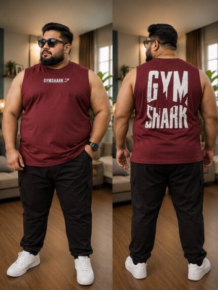 Oversize Sleeve Less  T-shirt Men’s Dropped Shoulder Short Sleeve Fitness-MEROON| OversizeBazar